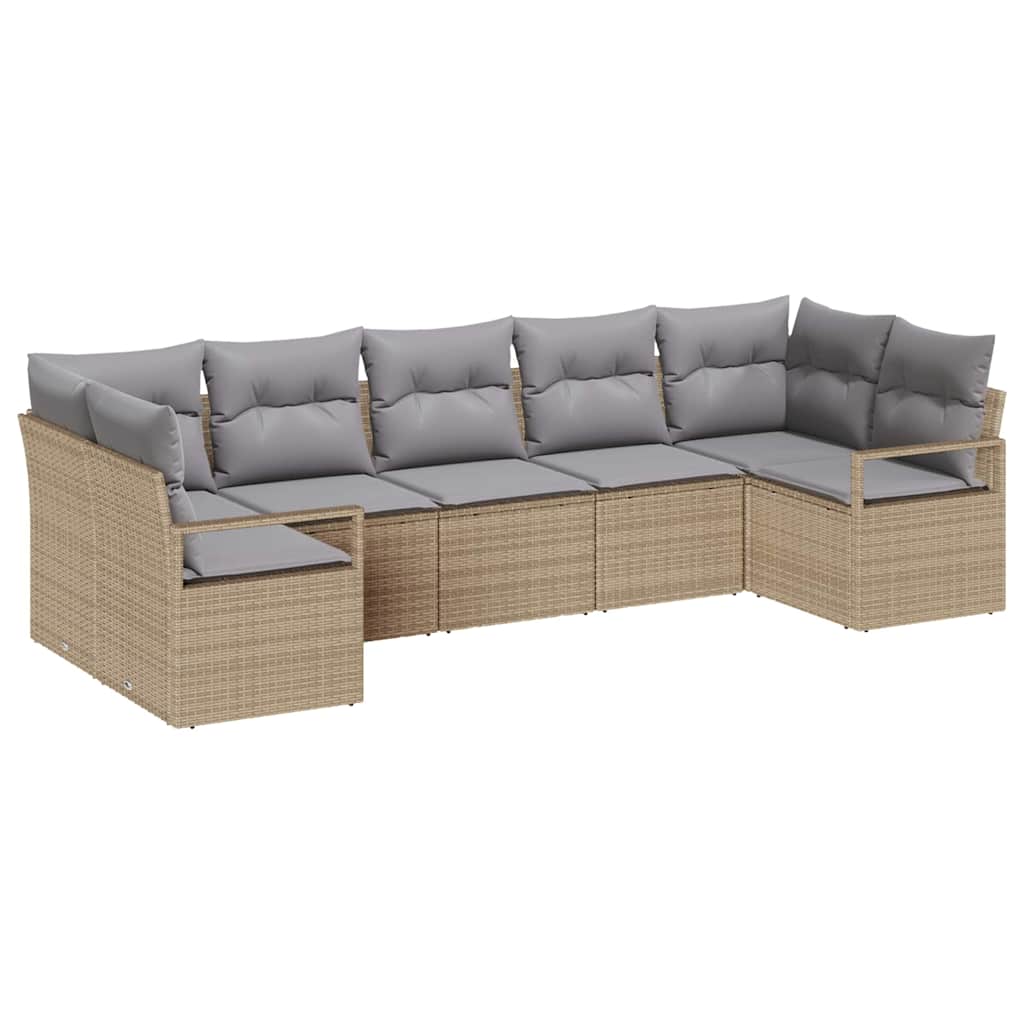 Garten-Sofa-Set mit Kissen 7 pcs Beige und Hellgrau